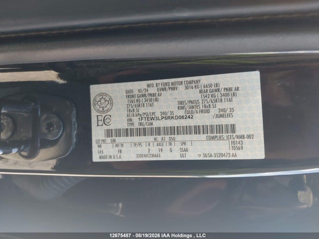 Ford F-150 Xlt 2024 1FTEW3LP6RKD08242 Image 9