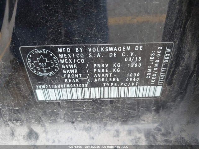 3VW217AU0FM083089 Volkswagen Golf 1.8 Tsi Comfortline/1.8 Tsi Highline/1.8 Tsi Trendline