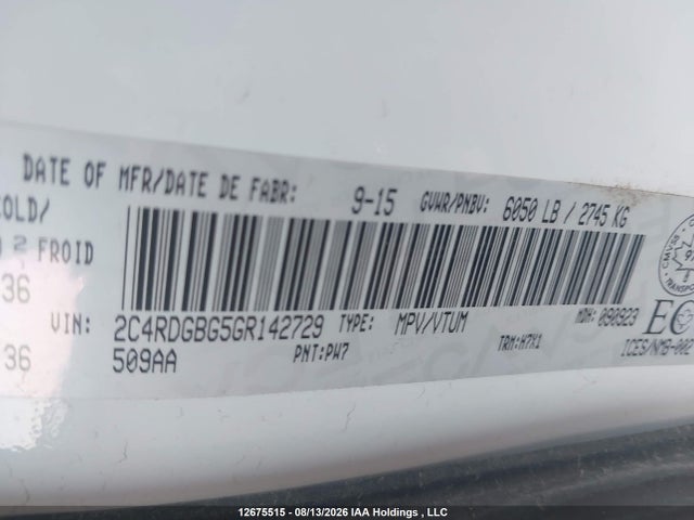 Dodge Grand Caravan 2016 2C4RDGBG5GR142729 Image 9