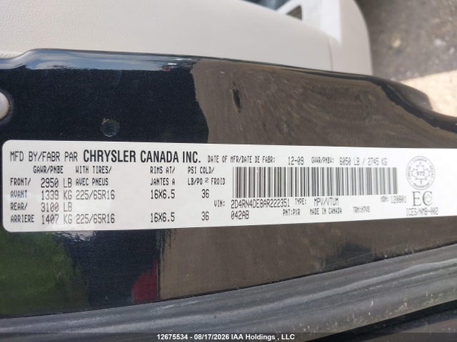 2010 Dodge Grand Caravan Se მანქანა იყიდება აუქციონზე, vin: 2D4RN4DE8AR222351, აუქციონის ნომერი: 12675534