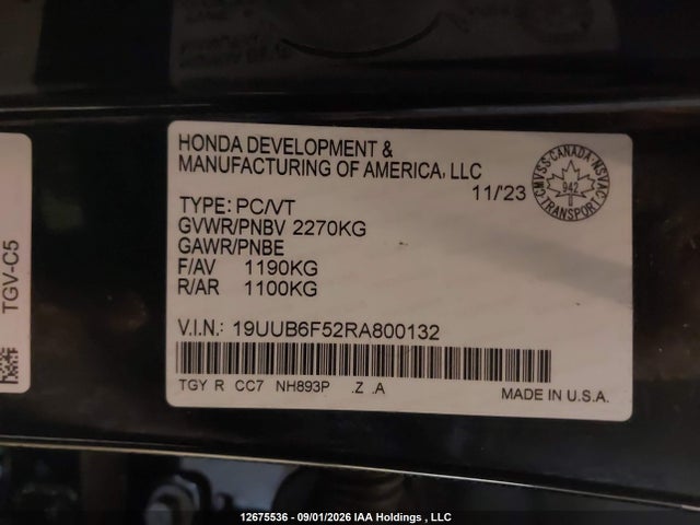 Acura TLX 2024 19UUB6F52RA800132 Image 9
