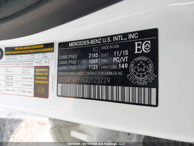 55SWF4KB8GU123229 Mercedes-Benz C 300 4matic