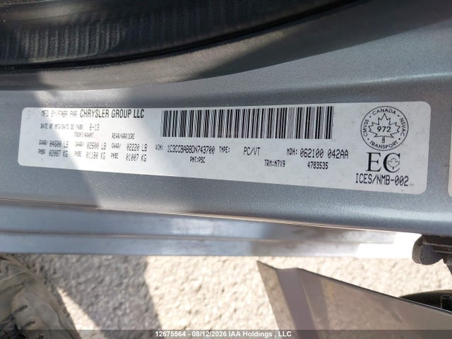 12675564 :رقم المزاد ، 1C3CCBAB8DN743700 vin ، 2013 Chrysler 200 Lx مزاد بيع