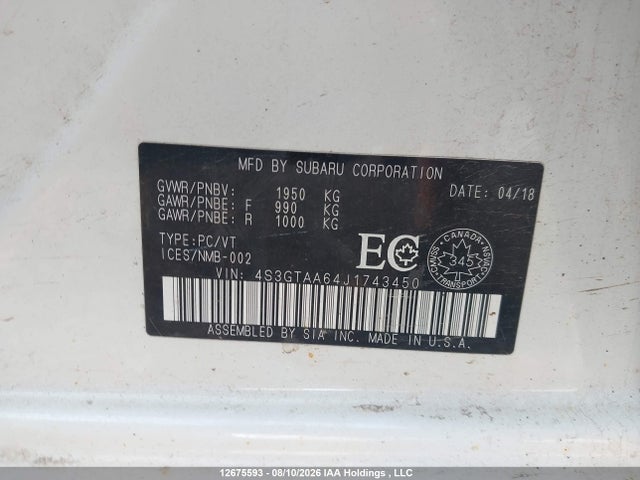 Продаж на аукціоні авто 2018 Subaru Impreza, vin: 4S3GTAA64J1743450, номер лоту: 12675593