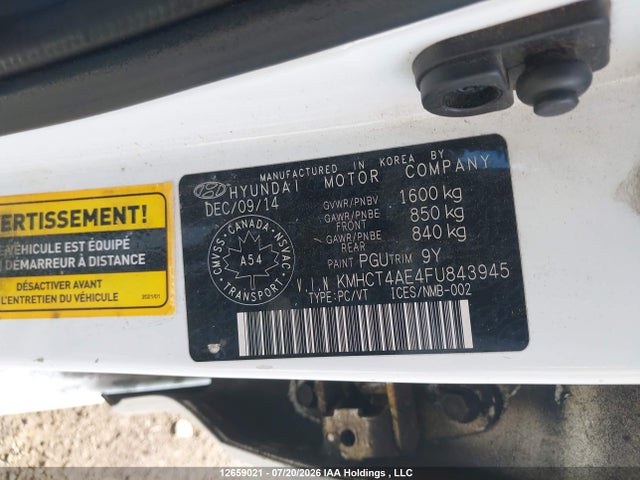 Hyundai ACCENT GL 2015 KMHCT4AE4FU843945 Image 9