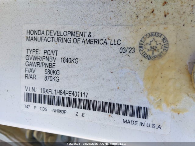 19XFL1H84PE401117 Honda Civic Sport/sport Touring/sport-b