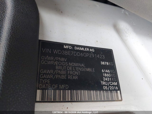 WD3BE7DD6GP291423 Mercedes-Benz Sprinter 2500
