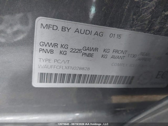 Продаж на аукціоні авто 2015 Audi A4 Premium Plus, vin: WAUFFCFLXFN028828, номер лоту: 12675640