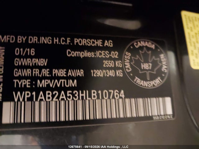 Продажа на аукционе авто 2017 Porsche Macan S, vin: WP1AB2A53HLB10764, номер лота: 12675641
