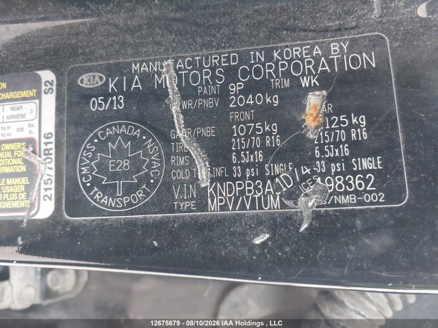 Продаж на аукціоні авто 2013 Kia Sportage Lx, vin: KNDPB3A21D7498362, номер лоту: 12675679