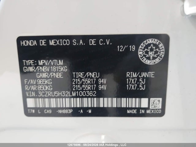 Honda HR-V LX 2020 3CZRU5H32LM100362 Image 19