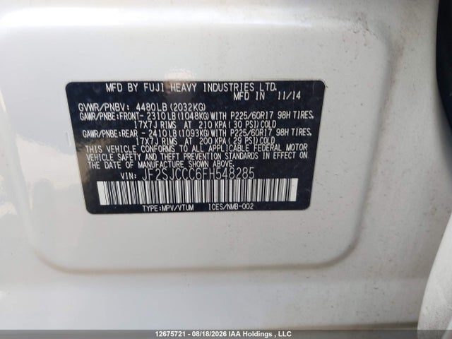 Subaru Forester 2.5i Convenience Package 2015 JF2SJCCC6FH548285 Image 9