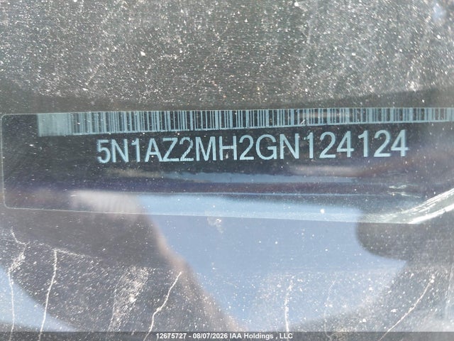 5N1AZ2MH2GN124124 Nissan Murano Platinum/sl/sv
