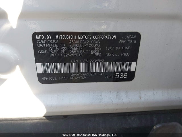 Mitsubishi Eclipse Cross Le 2018 JA4AT4AA3JZ615241 Image 9