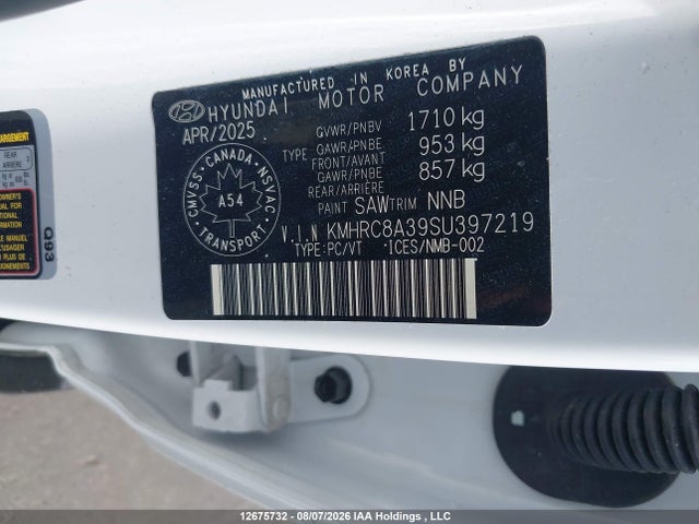 Продаж на аукціоні авто 2025 Hyundai Venue Sel/limited, vin: KMHRC8A39SU397219, номер лоту: 12675732