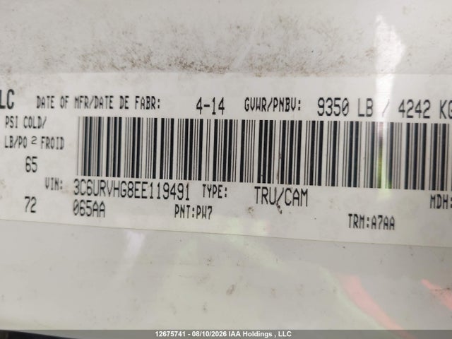 Aukcja sprzedaży 2014 Ram Promaster 3500 3500 High, vin: 3C6URVHG8EE119491, numer aukcji: 12675741