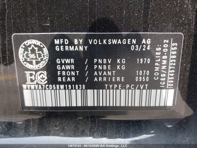 WVWVA7CD5RW191838 Volkswagen Gti Autobahn
