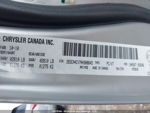 2010 Dodge Charger Se მანქანა იყიდება აუქციონზე, vin: 2B3CA4CV7AH308645, აუქციონის ნომერი: 12675744