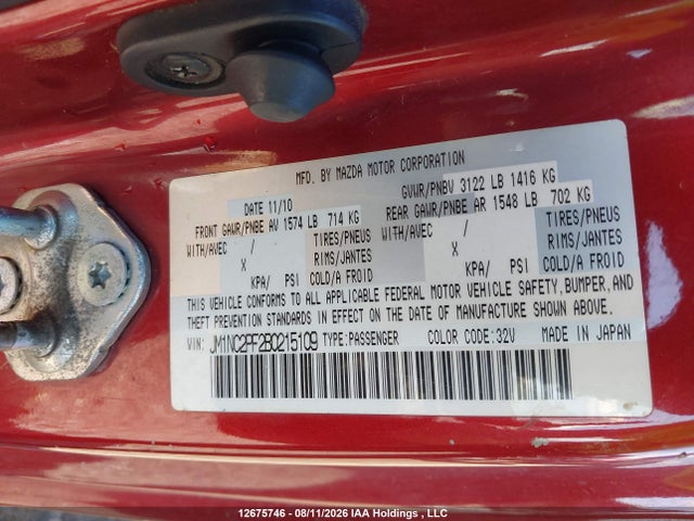Продажа на аукционе авто 2011 Mazda Mx-5 Miata Grand Touring, vin: JM1NC2PF2B0215109, номер лота: 12675746