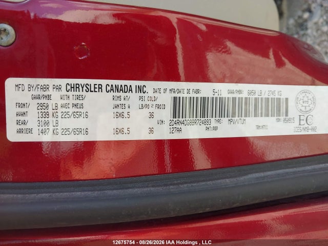 2011 Dodge Grand Caravan Express მანქანა იყიდება აუქციონზე, vin: 2D4RN4DG8BR724893, აუქციონის ნომერი: 12675754