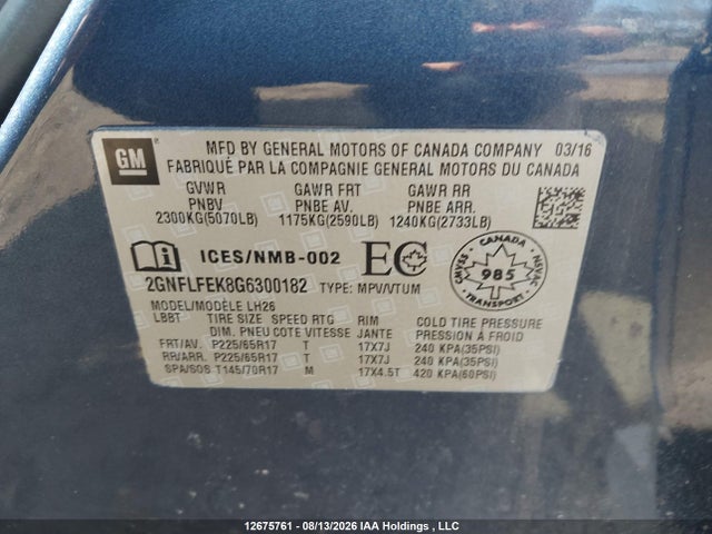 Chevrolet Equinox 2016 2GNFLFEK8G6300182 Image 18