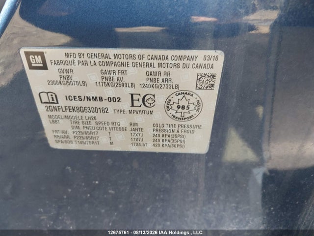 Chevrolet Equinox 2016 2GNFLFEK8G6300182 Image 9