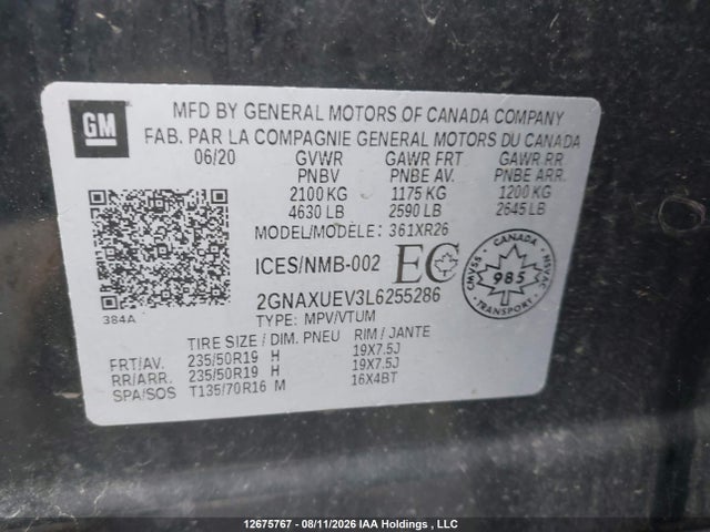 Chevrolet EQUINOX LT 2020 2GNAXUEV3L6255286 Image 9