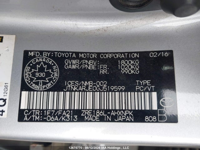JTNKARJE0GJ519599 Toyota SCION IM