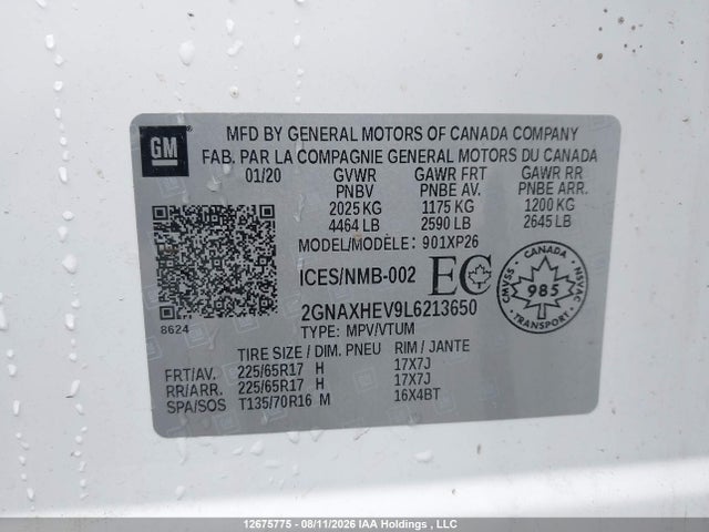 Chevrolet EQUINOX LS 2020 2GNAXHEV9L6213650 Image 9