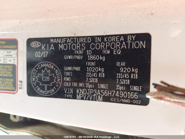 KIA SOUL + 2017 KNDJP3A56H7490166 Image 19