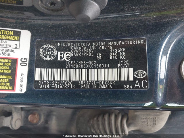 Toyota COROLLA SE 2019 2T1BURHEXKC156041 Image 9