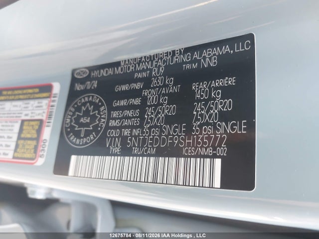 Продаж на аукціоні авто 2025 Hyundai Santa Cruz Limited, vin: 5NTJEDDF9SH135772, номер лоту: 12675784