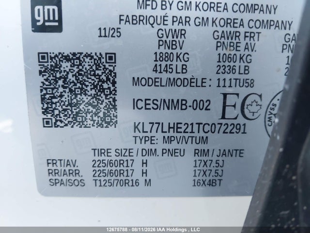 KL77LHE21TC072291 Chevrolet TRAX 1LT