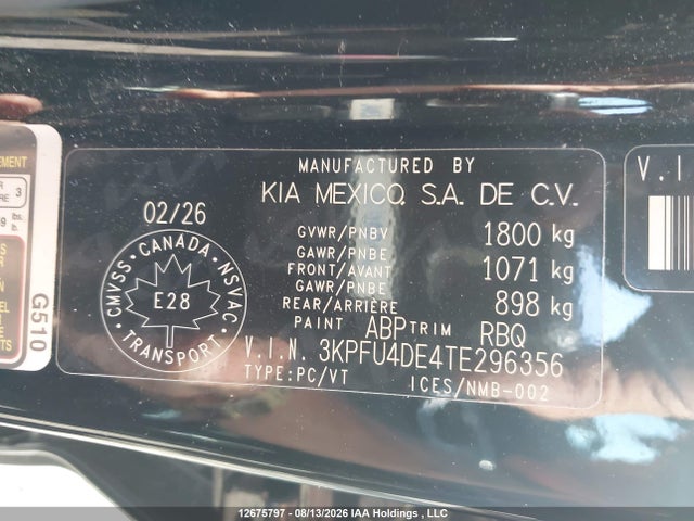 12675797 :رقم المزاد ، 3KPFU4DE4TE296356 vin ، 2026 Kia K4 Ex مزاد بيع