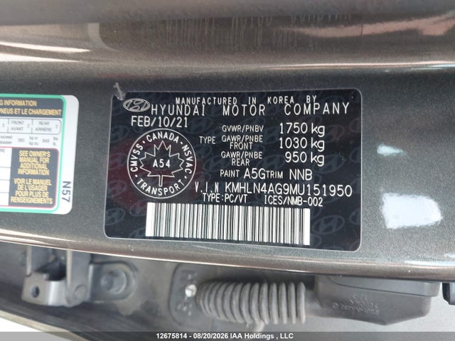 KMHLN4AG9MU151950 Hyundai Elantra