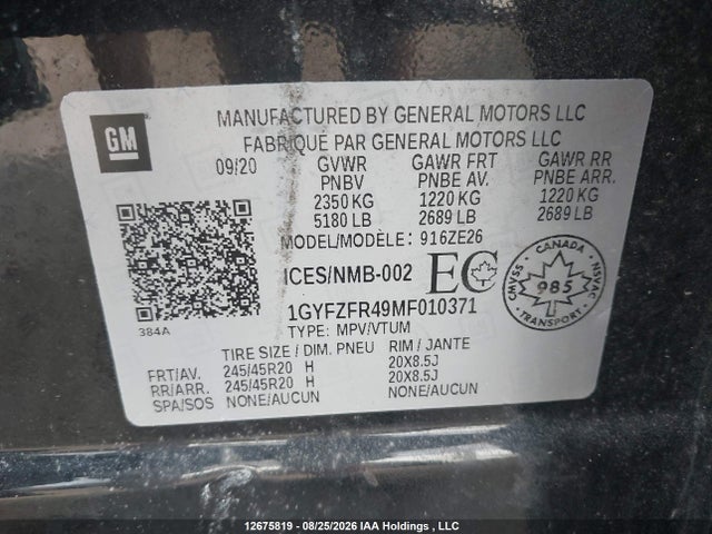 Продаж на аукціоні авто 2021 Cadillac Xt4, vin: 1GYFZFR49MF010371, номер лоту: 12675819