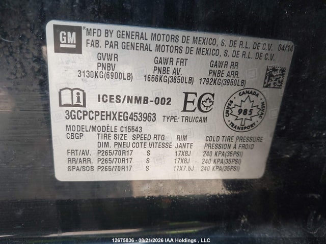 3GCPCPEHXEG453963 Chevrolet Silverado C1500