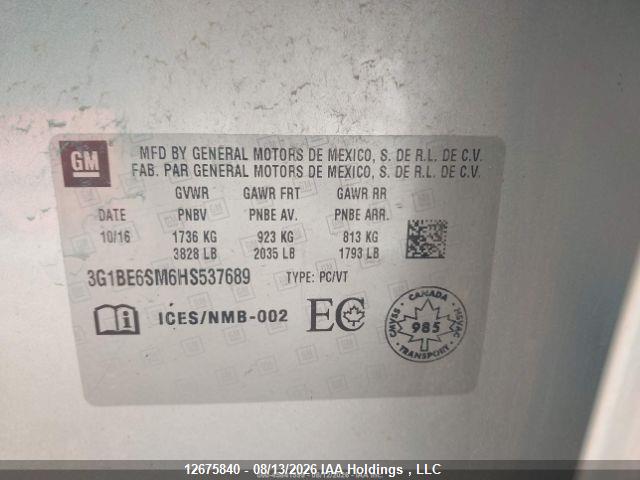 Chevrolet CRUZE LT 2017 3G1BE6SM6HS537689 Image 10