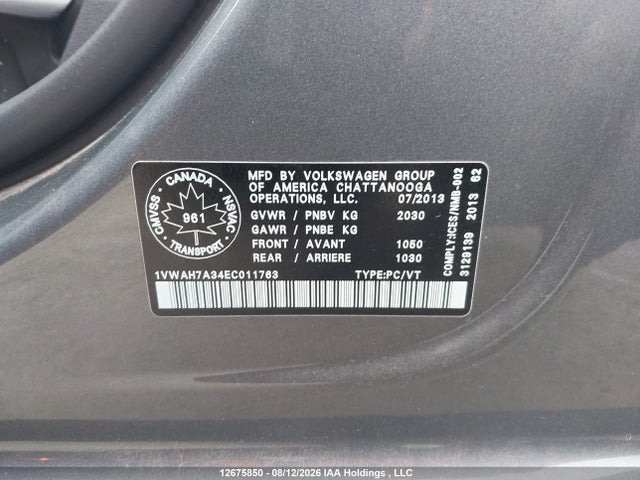 Продажа на аукционе авто 2014 Volkswagen Passat S, vin: 1VWAH7A34EC011763, номер лота: 12675850
