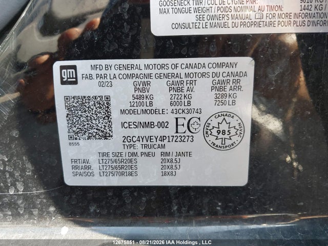 Aukcja sprzedaży 2023 Chevrolet Silverado K3500 High Country, vin: 2GC4YVEY4P1723273, numer aukcji: 12675851