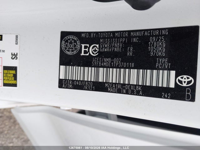 5YFB4MDE1TP370118 Toyota Corolla Le Cvt