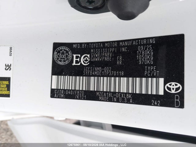 5YFB4MDE1TP370118 Toyota Corolla Le Cvt