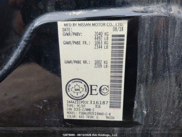 1N4AZ1CP0JC316187 Nissan Leaf S/sl/sv
