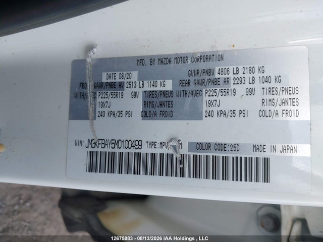 Продаж на аукціоні авто 2021 Mazda Cx-5 100th Anniversary Edition, vin: JM3KFBAY5M0100499, номер лоту: 12675883