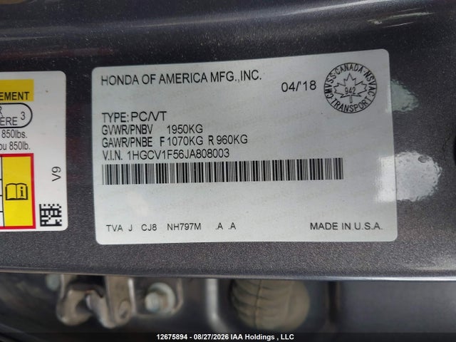 1HGCV1F56JA808003 Honda ACCORD EXL