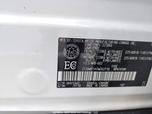 Продажа на аукционе авто 2025 Toyota Rav4 Hybrid Limited, vin: 2T3DWRFV4SW262710, номер лота: 12675914