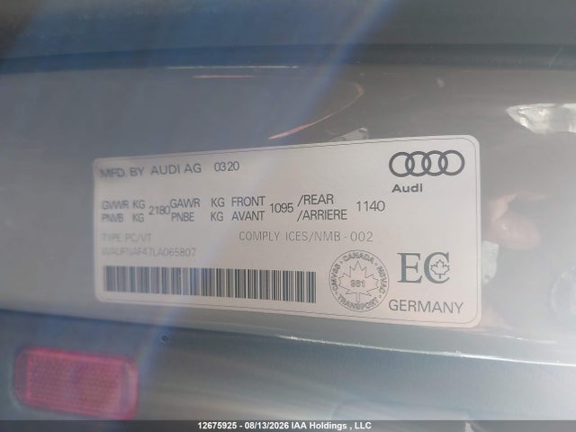 Продаж на аукціоні авто 2020 Audi A4 2.0t Technik, vin: WAUFNAF47LA065807, номер лоту: 12675925