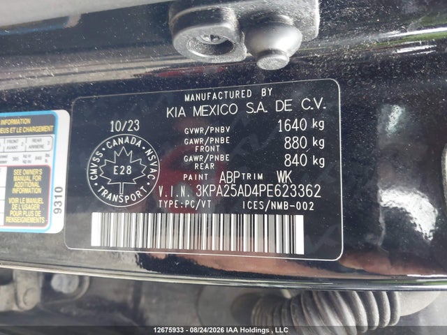 Продаж на аукціоні авто 2023 Kia Rio Lx Premium/lx+, vin: 3KPA25AD4PE623362, номер лоту: 12675933