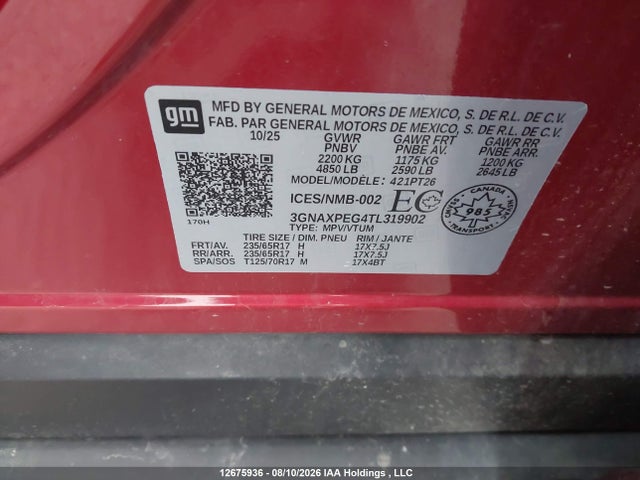 Chevrolet EQUINOX LT 2026 3GNAXPEG4TL319902 Image 9