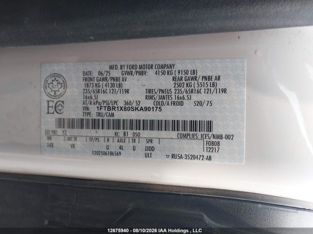 Ford Transit T-250 2025 1FTBR1X80SKA90175 Image 9